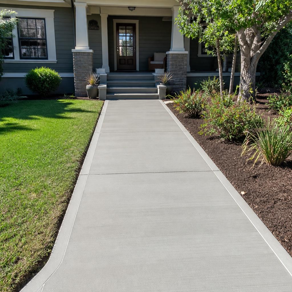 Front walkway · 90 linear ft concrete project completed by Moderncore Concrete in Sherman Oaks, CA